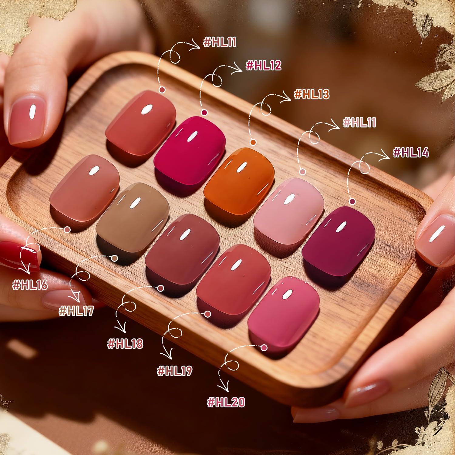 OpenLive 12Pcs Rose Nail Polish Set with Base and Top Coat Burgundy Dark Wine Cherry Red Hot Pink Fingernail Polish Kit Air Quick Dry Regular Finger Nail Polish Pack for Women Gift Holiday 5ML