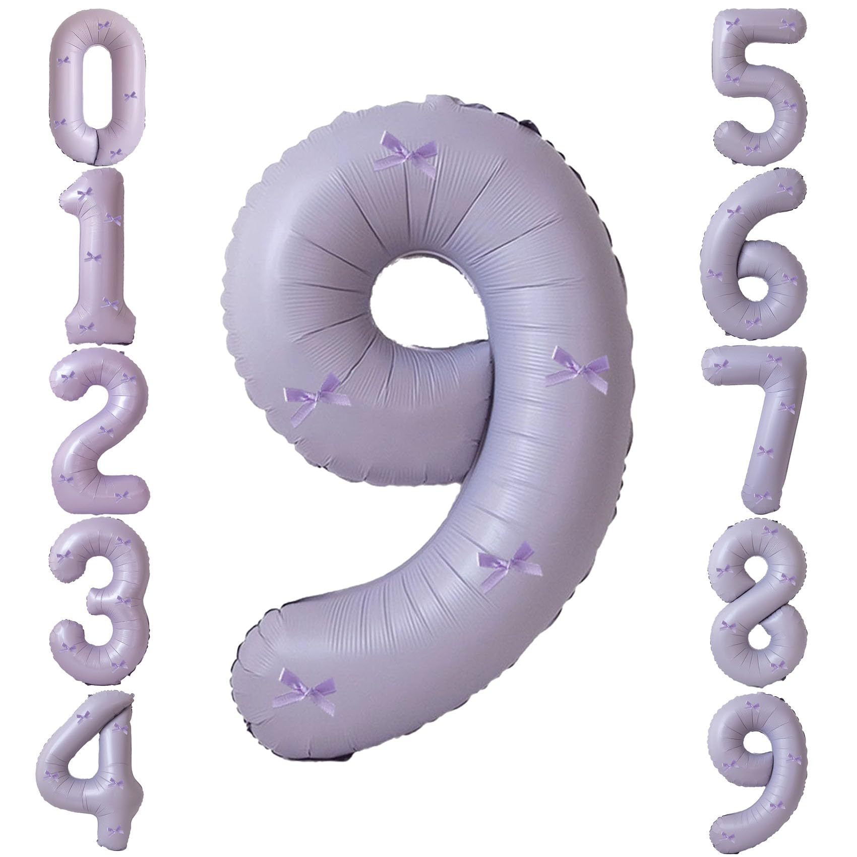 Bow Number Balloons Happy Birthday Number Bow Balloons Birthday Number Balloons Party Supplies(Purple Number 9)