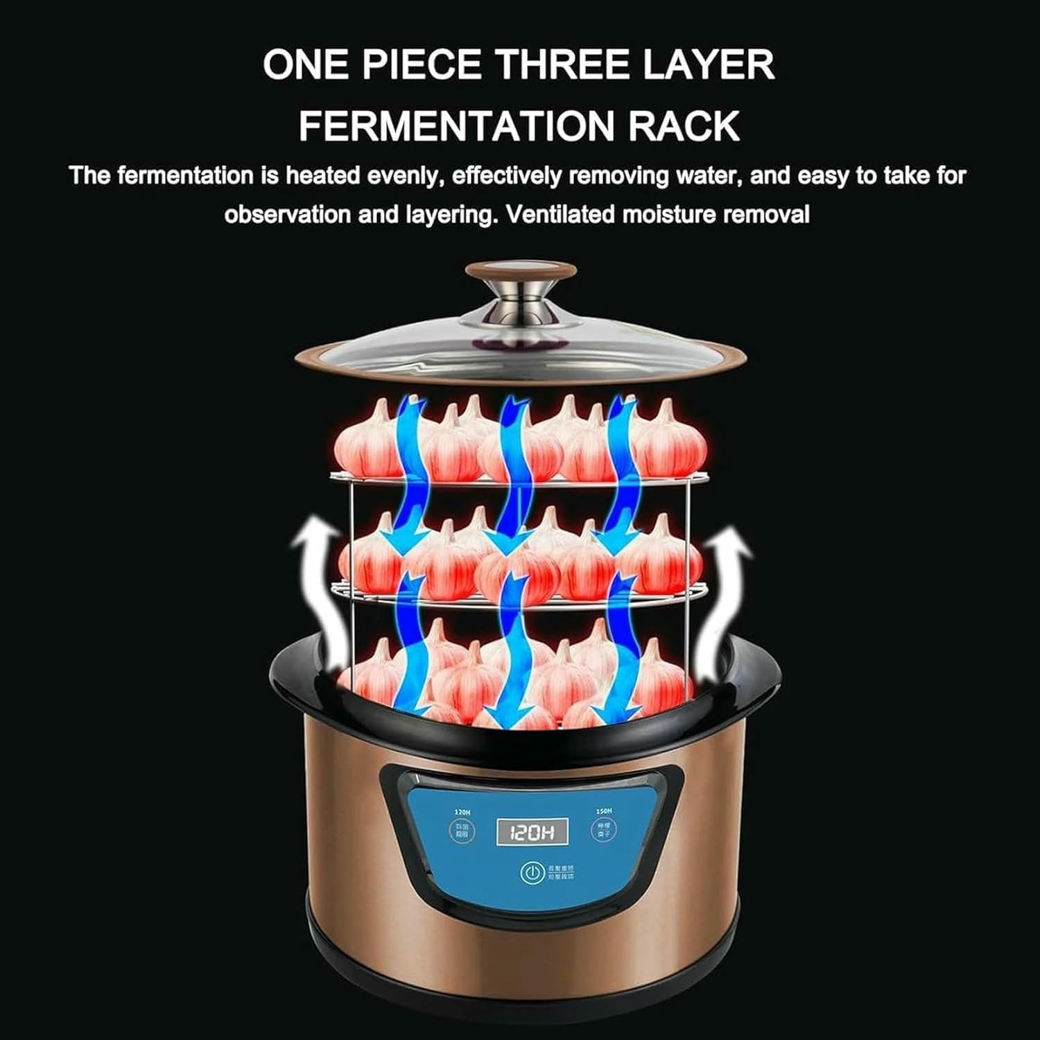 Intelligent Black Garlic Fermenter Cooker, 6L Automatic Black Garlic Fermenter Machine for Black Garlic, Yogurt, Natto~/