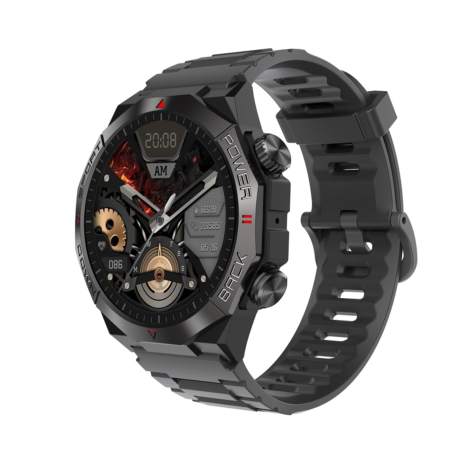 Meeonley Smartwatch Militare Uomo 1.83'' Chiamate Bluetooth IP68 Fitness Tracker Cardiofrequenzimetro SpO2 100+ Sport