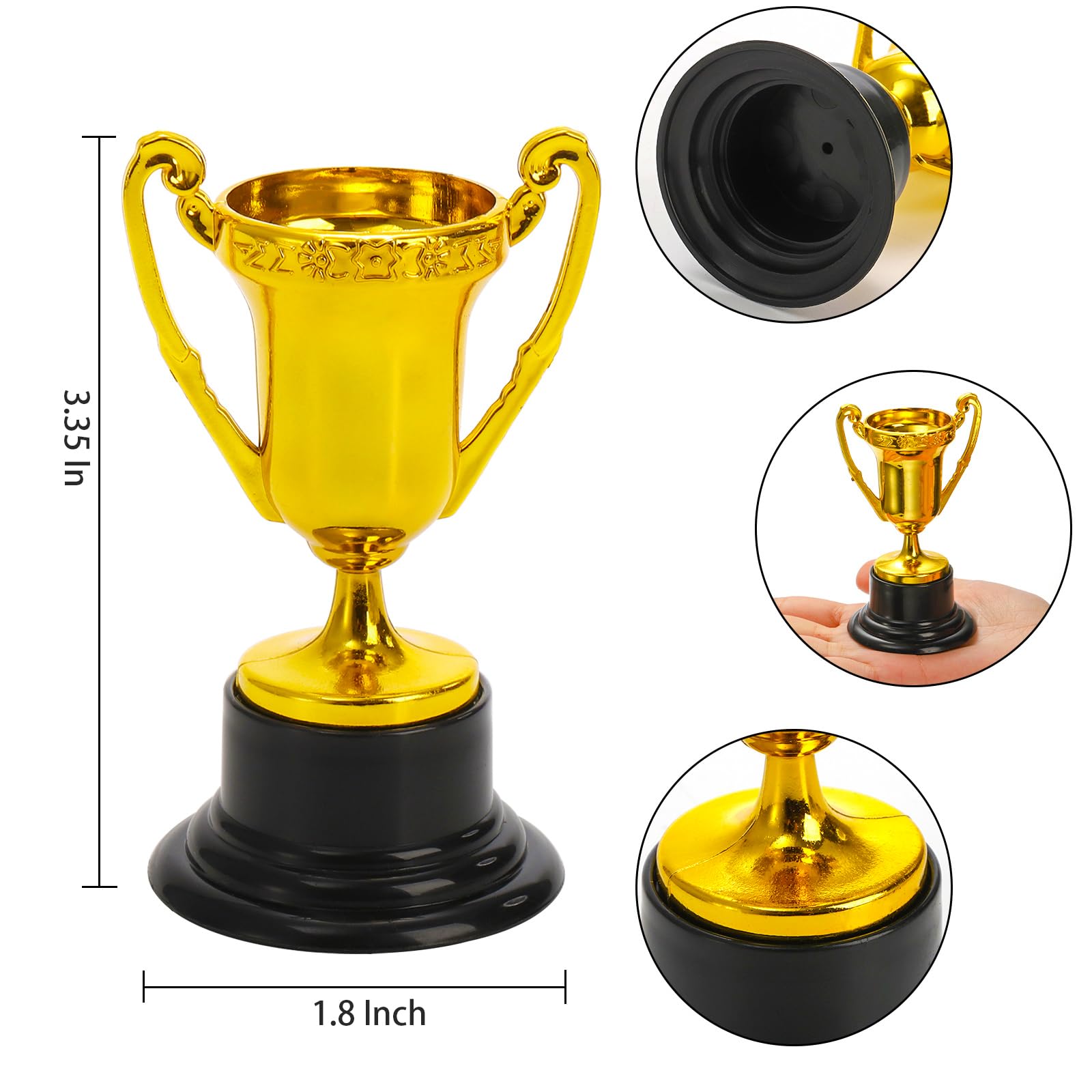 2 Trophées Miniatures Football - 13cm - Or Plastique - Pour Enfants, Compétitions Sportives, Fêtes - Récompenses