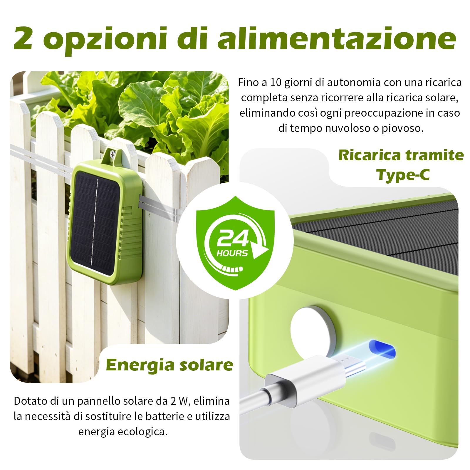 Kit di Recinto Elettrico Anti-Lumache, Pannello Solare 2W e Batteria al Litio Integrata 2.4Ah, Dispositivo di Protezione con Nastro Recinto 12m e Accessori Anti-Lumache, per Protezione Giardini