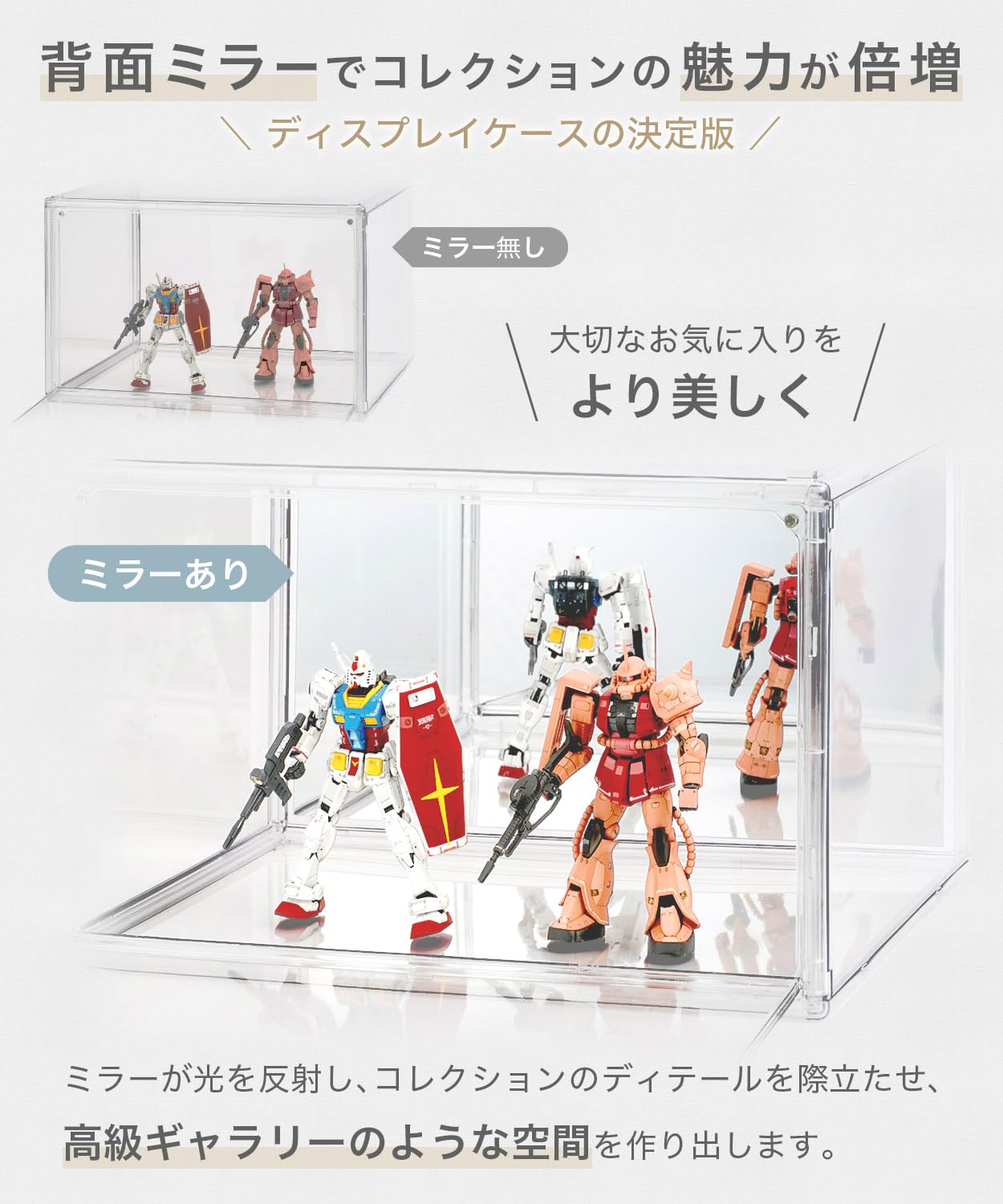 Amazon.co.jp: 【UVカット99.3％】フィギュアケース【台座・背面ミラー 