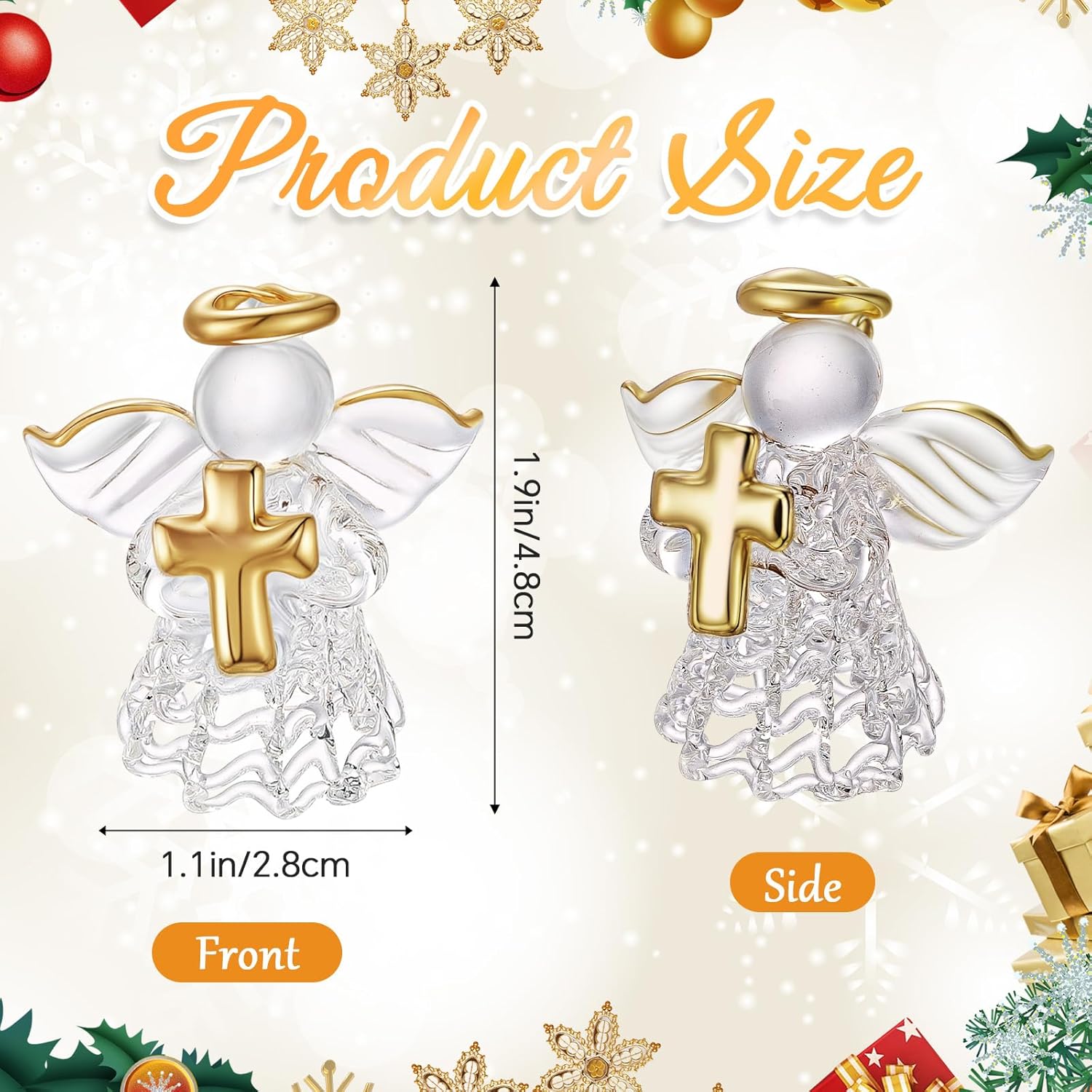 6 Pcs Glass Angel Figurines Valentines Day Crystal Ornaments Hanging Guardian Angel Gifts for Christian Church Easter Mother's Day Holiday Decor, 6 Styles - Image 2