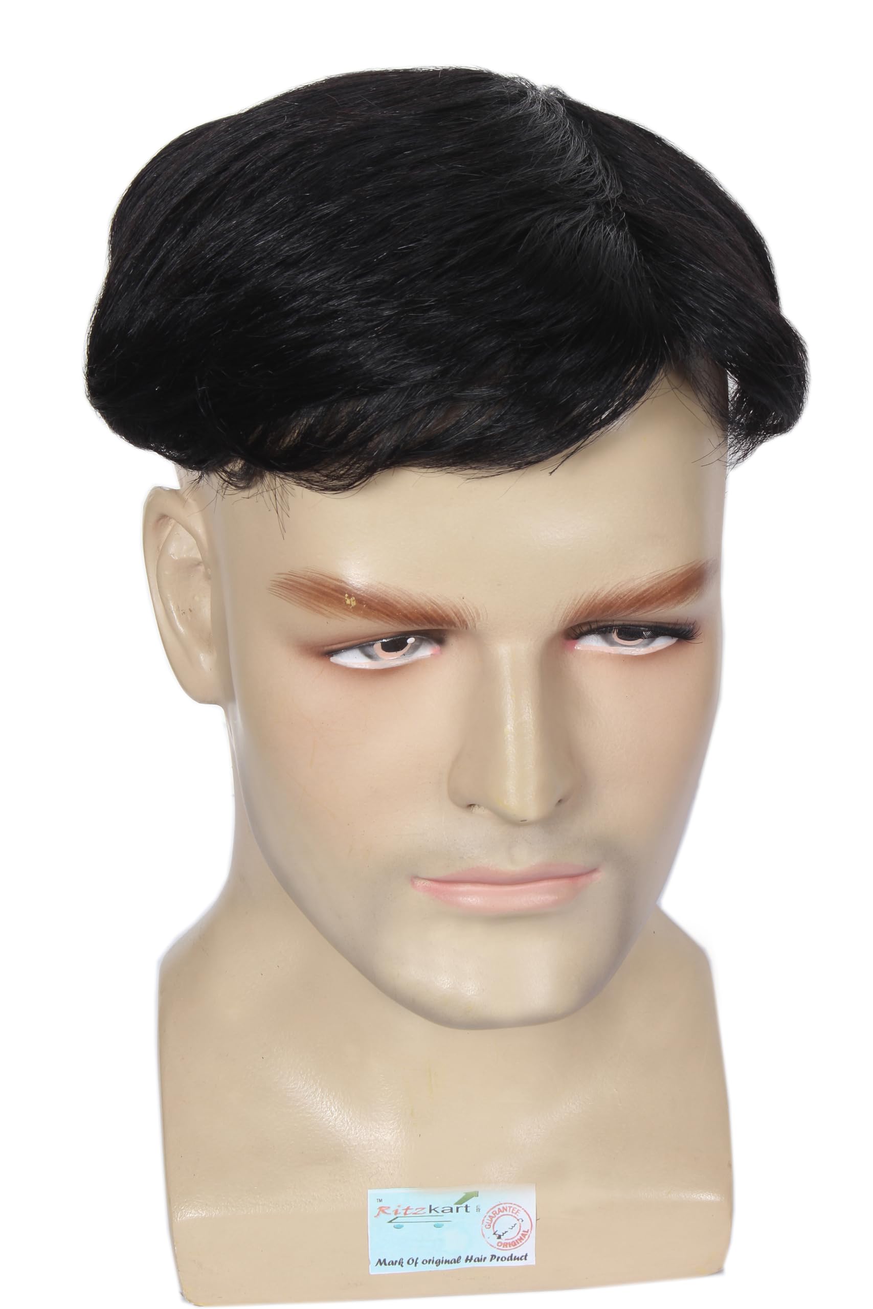 Ritzkart Feel Real Human Hair Topper for Covered Baldness Top Area with Clip on Hairpiece Black Color for Men Daily/Party Use (5x5 U Shape)