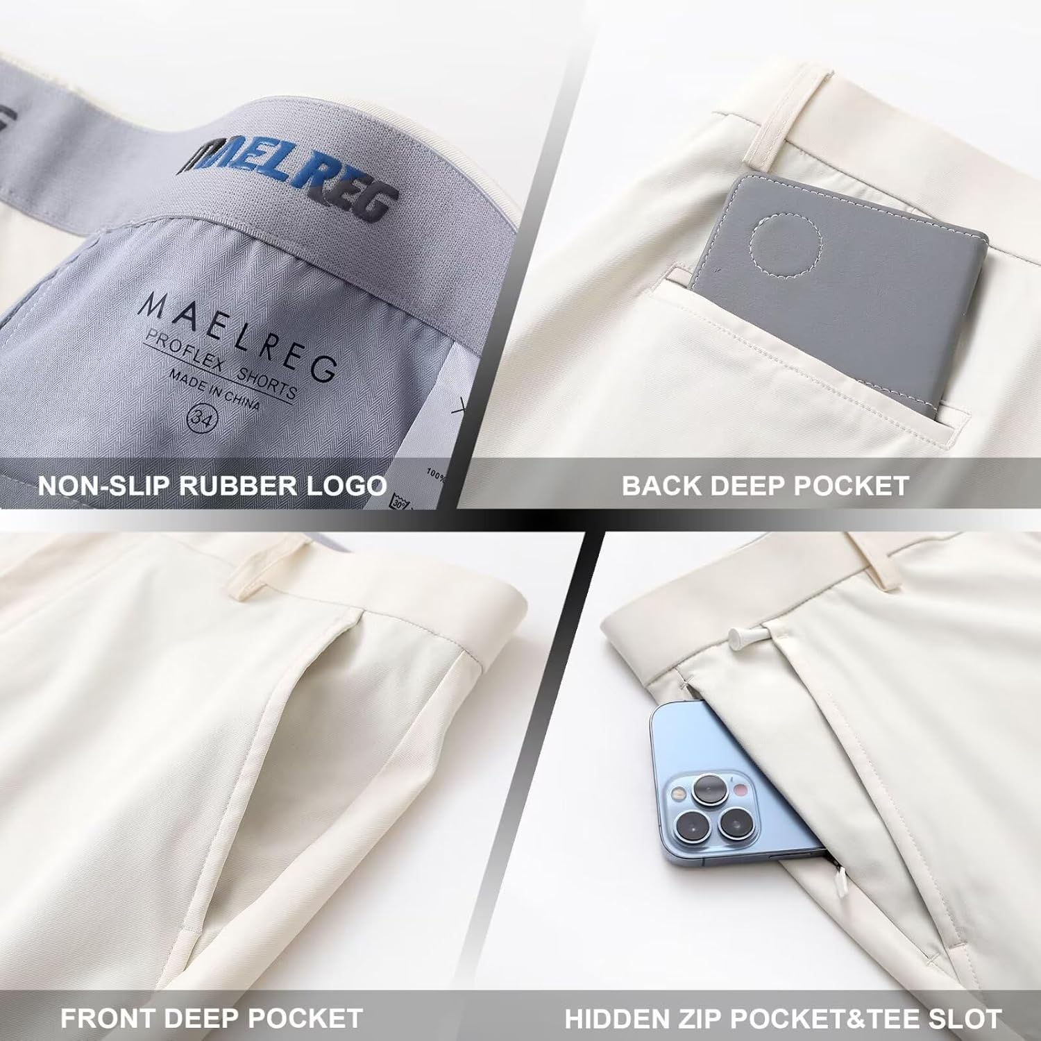 M MAELREG Golf Shorts Men 7 inch 9 inch Quick Dry Stretch Waist Moisture Wicking Water-Repellent Flat Front Flex Mens Shorts - Image 4