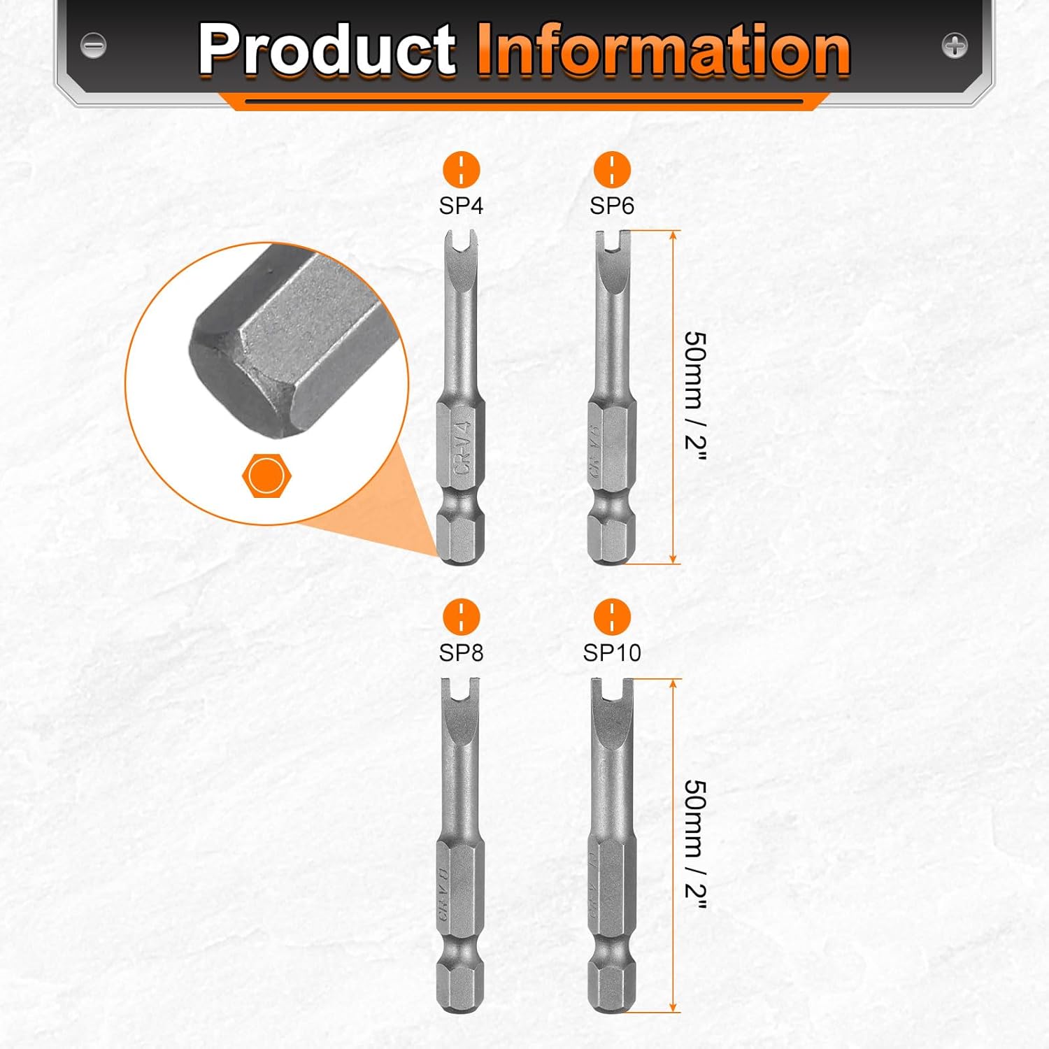 HARFINGTON 5pcs Y-Type Spanner Magnetic Screwdriver Insert Bits SP4/SP6/SP8/SP10 1/4" Hex Shank 2" Length Special Shaped U-ShapedPower Drill Bits with Bit Holder