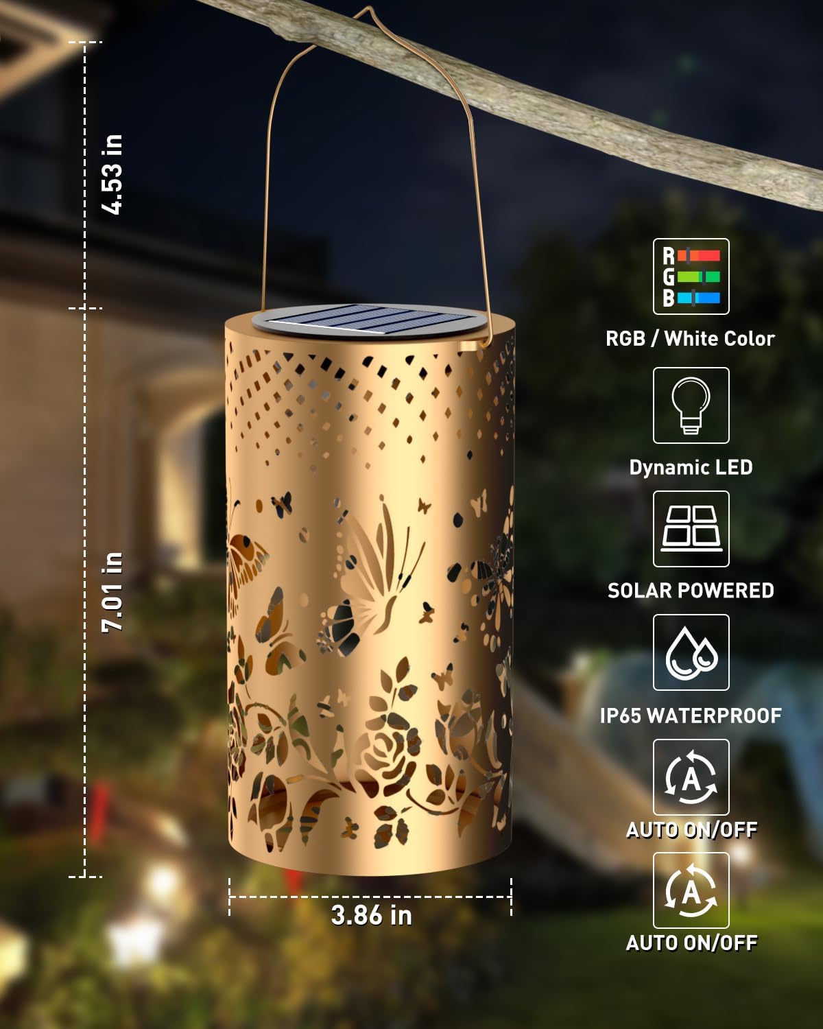 Solar Lanterns Outdoor Hanging Lights ,Waterproof Solar Table Lamps with RGB Lights,10LED 6 Color Changing Wall Lights with Remote Decoration for Garden, Yard, Patio, Porch, Lawn, Pathway 1Pack