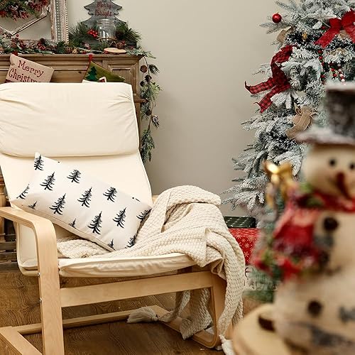 Miniatura 5 de AACORS AA313-12 - Funda de almohada de Navidad de 12 x 20 pulgadas, decoración de árbol de Navidad, decoración de casa de campo, para el hogar,