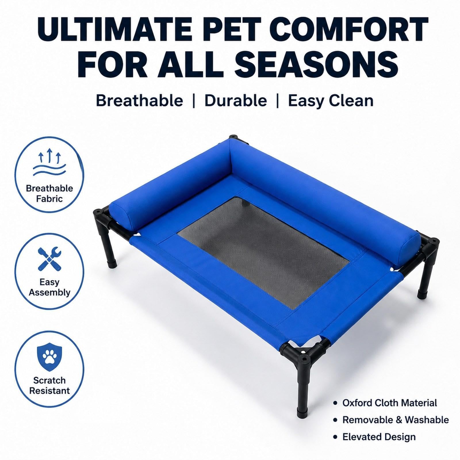 F Fityle Cuccia rialzata per Cani, Amaca Estiva per Animali Domestici, Pratica, Lavabile, Accessori per Esterni, Lettino rialzato per Cani da Interno, M