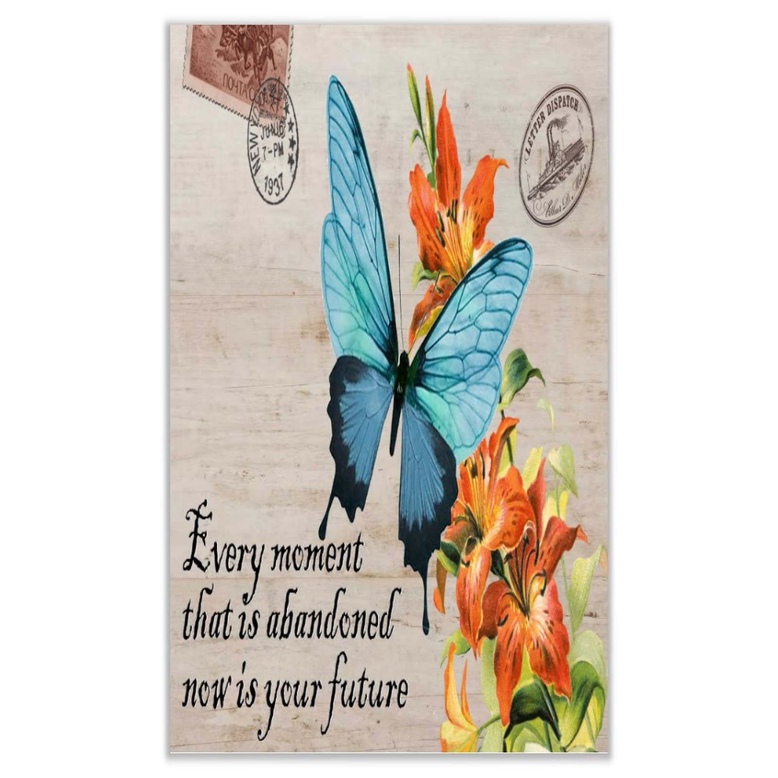 Plaque en bois rustique d'intérieur avec finitions soignées motif papillon vintage