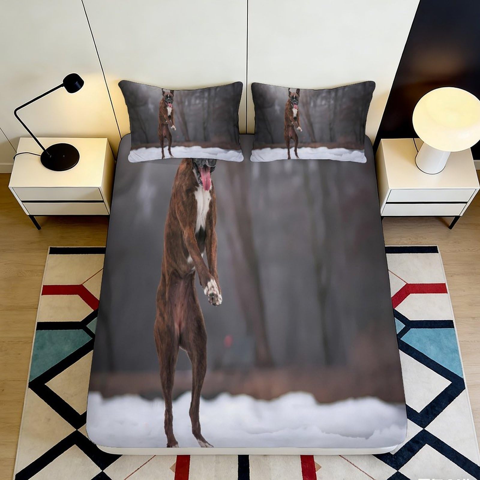 3D Printed Forest Creature Fitted Sheet Microfiber Soft Breathable Woodland Night Bed Cover for Bedroom Dorm Decor 90x200x25cm