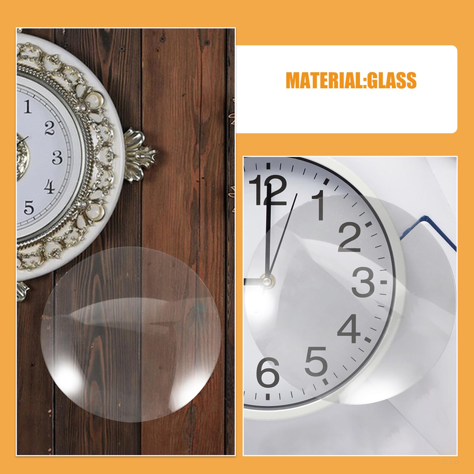 Amosfun Cristal de 25cm de Repuesto Diseño Convexo para Reloj de Pared Cubierta de Vidrio Resistente a Rayaduras y Forma Redonda para Restauración y Reparación
