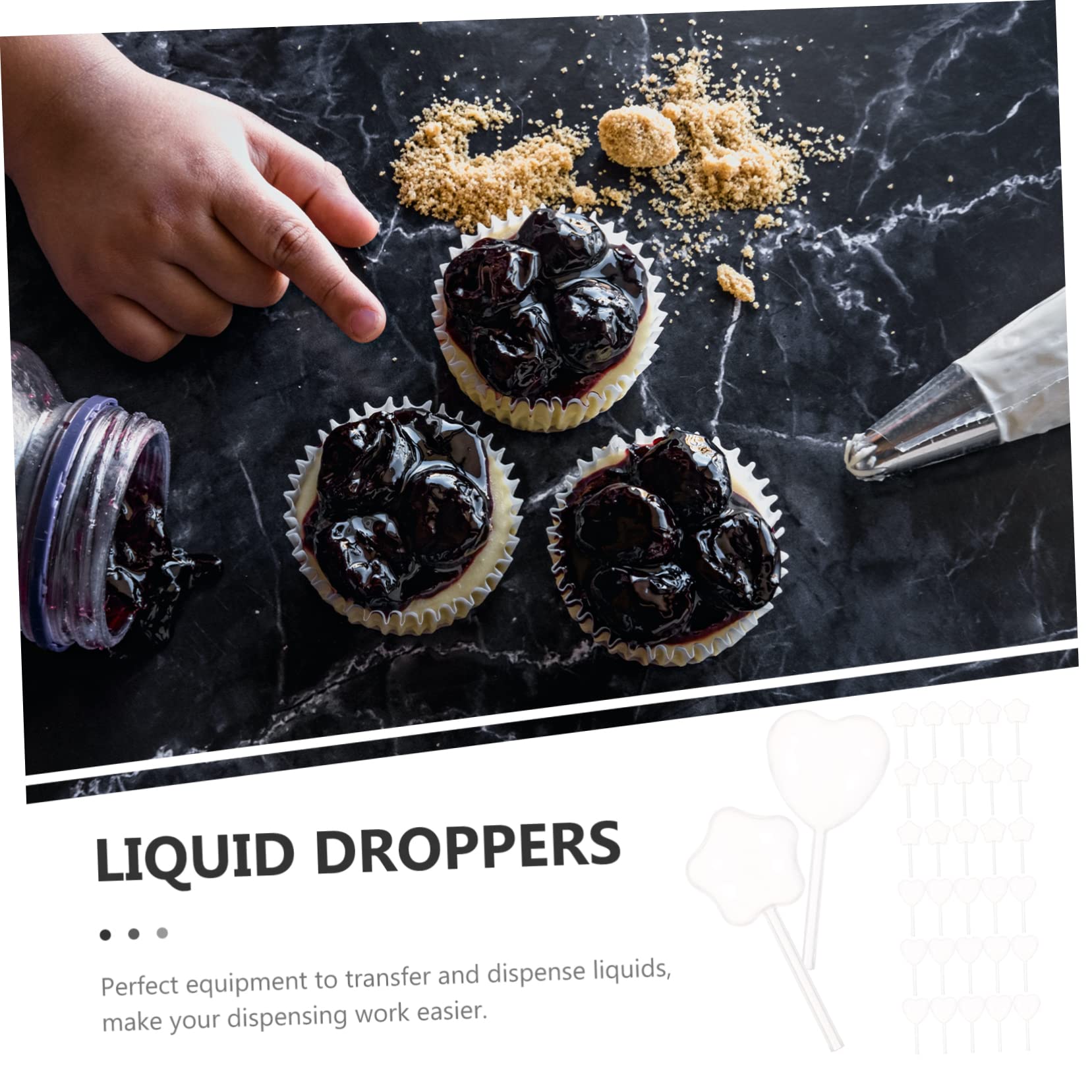 Garneck 100pcs Mini Jam Pipette Squeeze Liquid Droppers Ice Jam Droppers for Baking