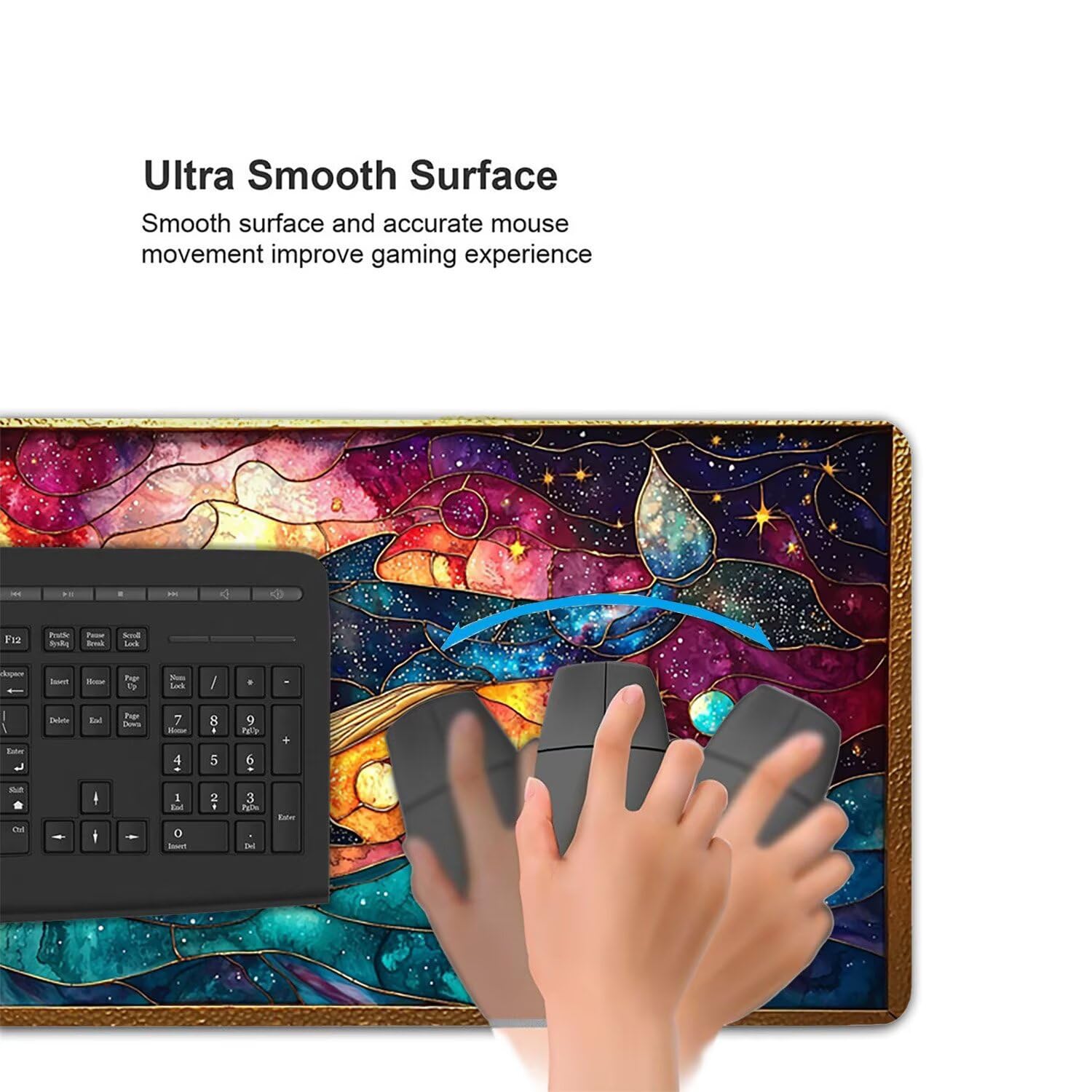 Podkładka pod mysz do gier XXL Mousepad 1000 x 500 mm, duża podkładka pod biurko z antypoślizgową gumową podstawą dla graczy, poprawia precyzję i szybkość (gwiaździsty wieloryb) X-909