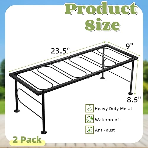 Miniatura 2 de Paquete de 2 soportes de metal para plantas para interiores y exteriores, soportes para macetas de 1 nivel, soporte para macetas de escalera que