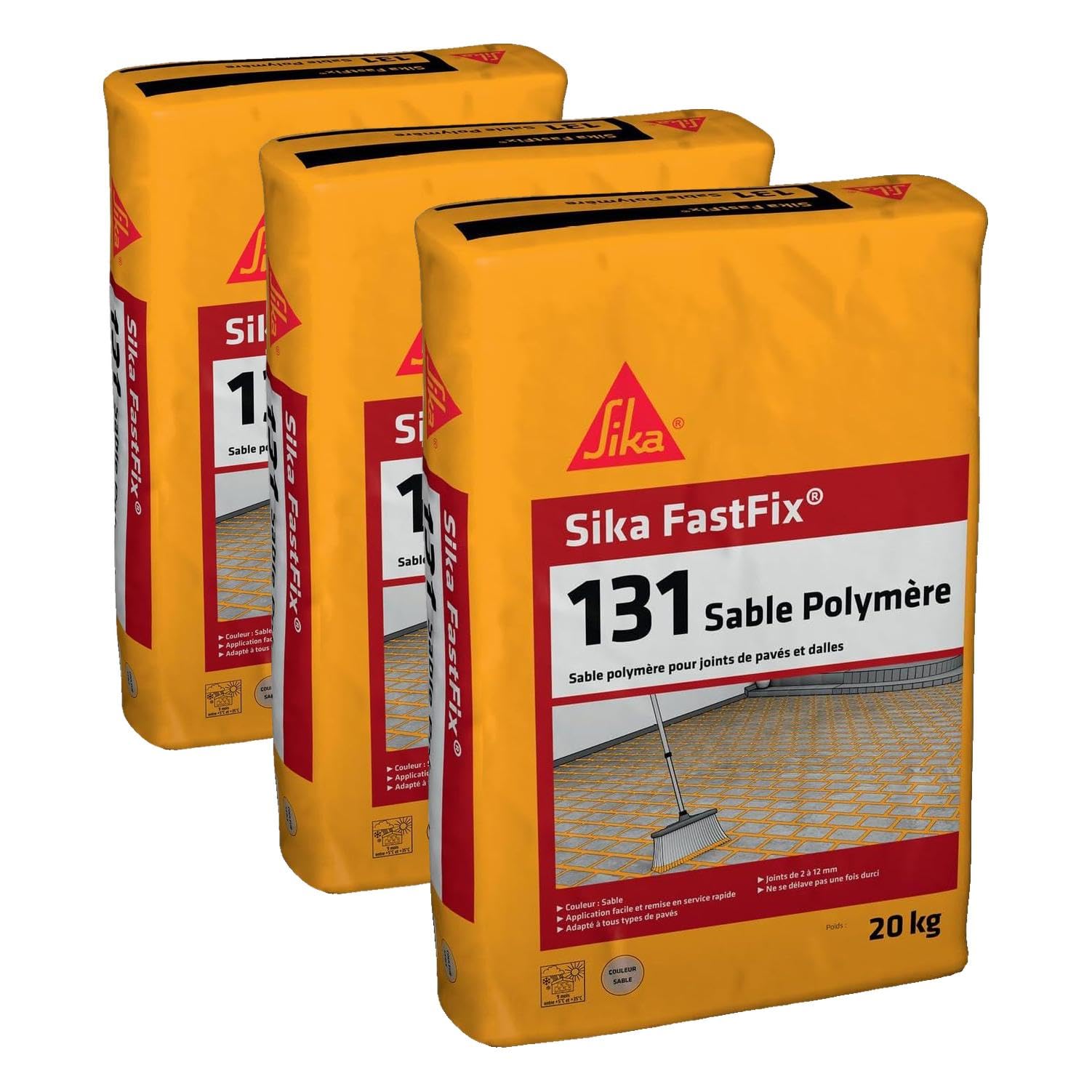 SIKA - Sable polymère pour remplissage des joints de pavé et dalles - Sika FastFix 131 Ton sable - Tous types de pavés - Application facile - Ne tâche pas et ne décolore pas les pavés - 20kg