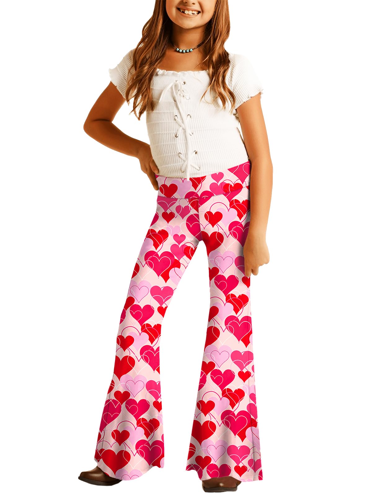 Deerose Girls Halloween Hippie Bell Bottom Pants High Waist Flare Pants 5-14 Years