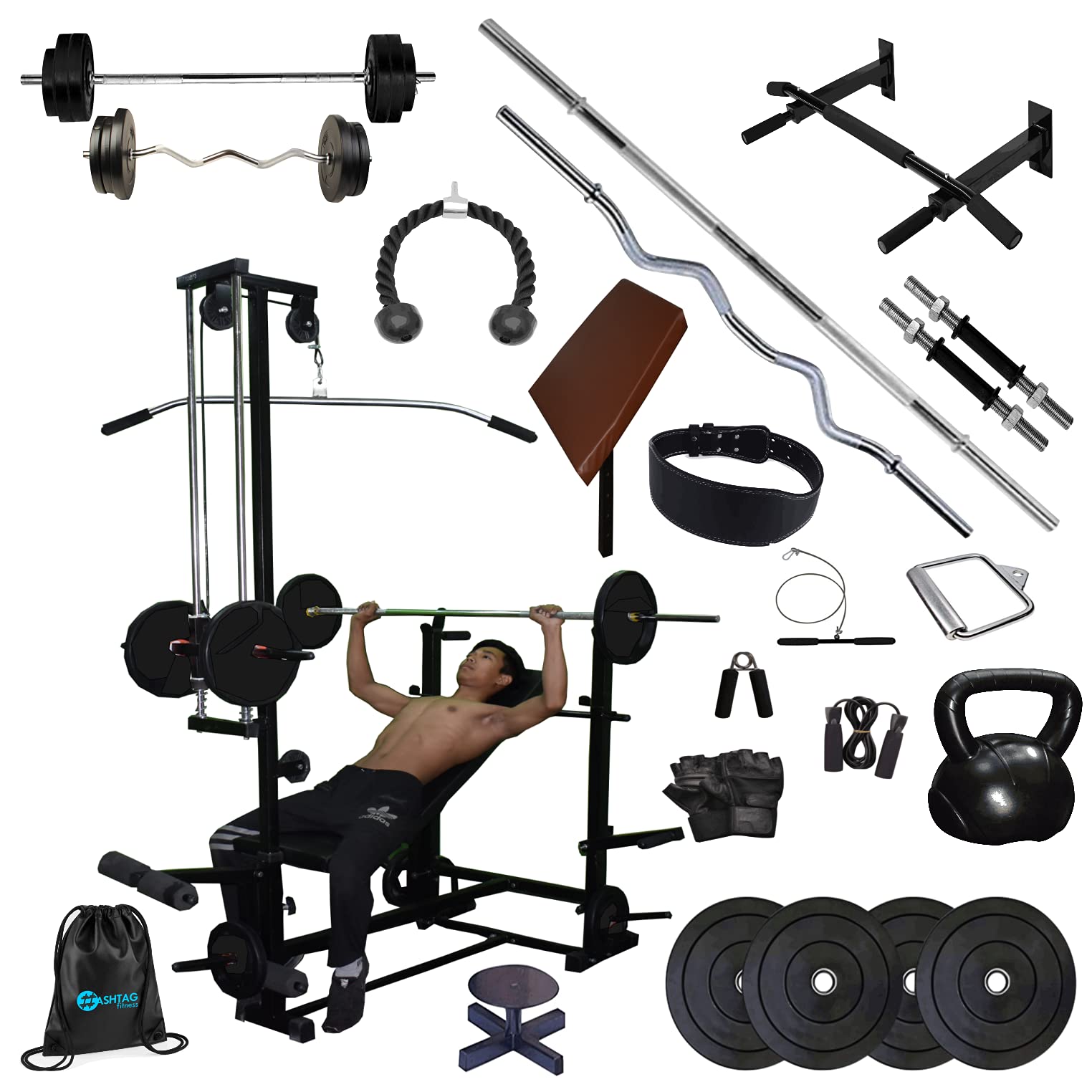 Hashtag fitness 50kg Pure Rubber Weights Complete Gym equipments for Home Gym Workout Set for Men (B09DW7X5CF) Amazon Price History, Amazon Price Tracker