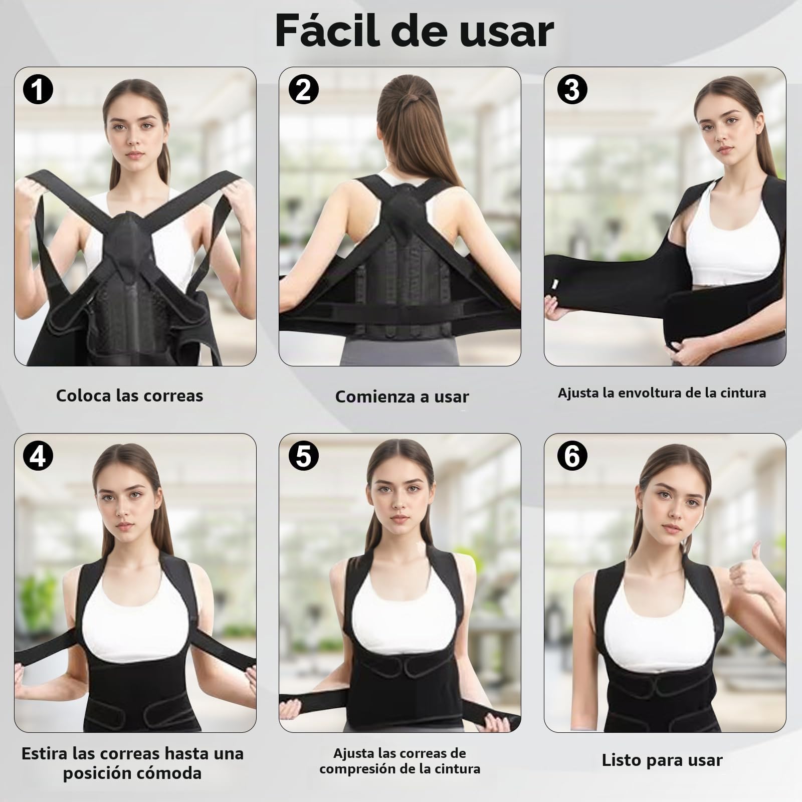Corrector Postura Espalda, Enderezador de Espalda con 4 Barras de Apoyo, Corrector de Postura para Hombre y Mujer Premium Ajustable para Aliviar el Dolor de Cuello, Hombros y Espalda(Negro,M)
