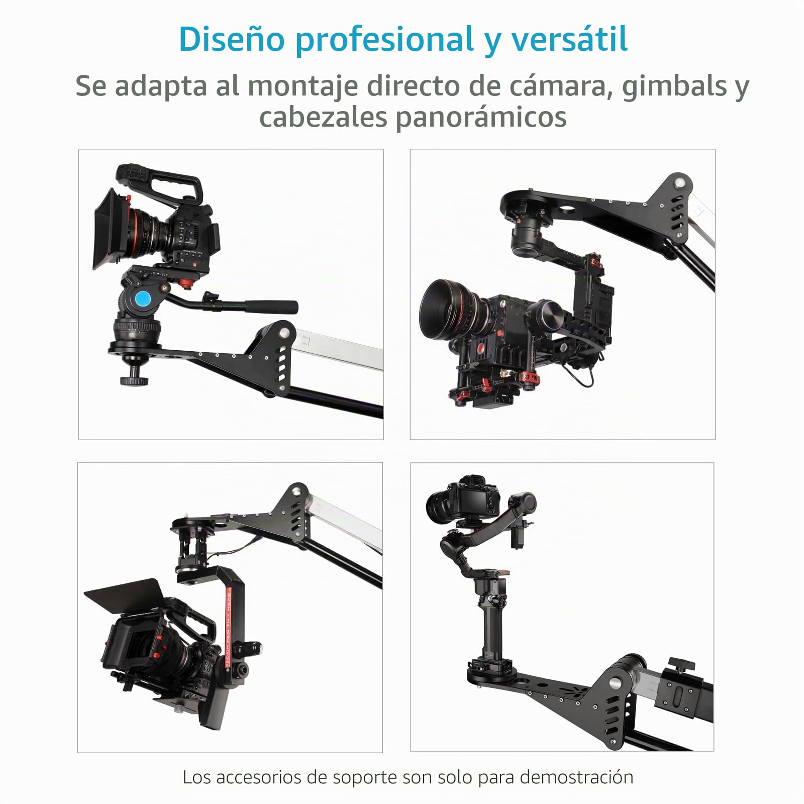 Grúa Jib Proaim Wave-2 de 10 pies para cámaras DSLR | Soporta hasta 25 kg, incluye base de 100 mm con adaptador de 75 mm y compatible con gimbals y cabezales pan-tilt.