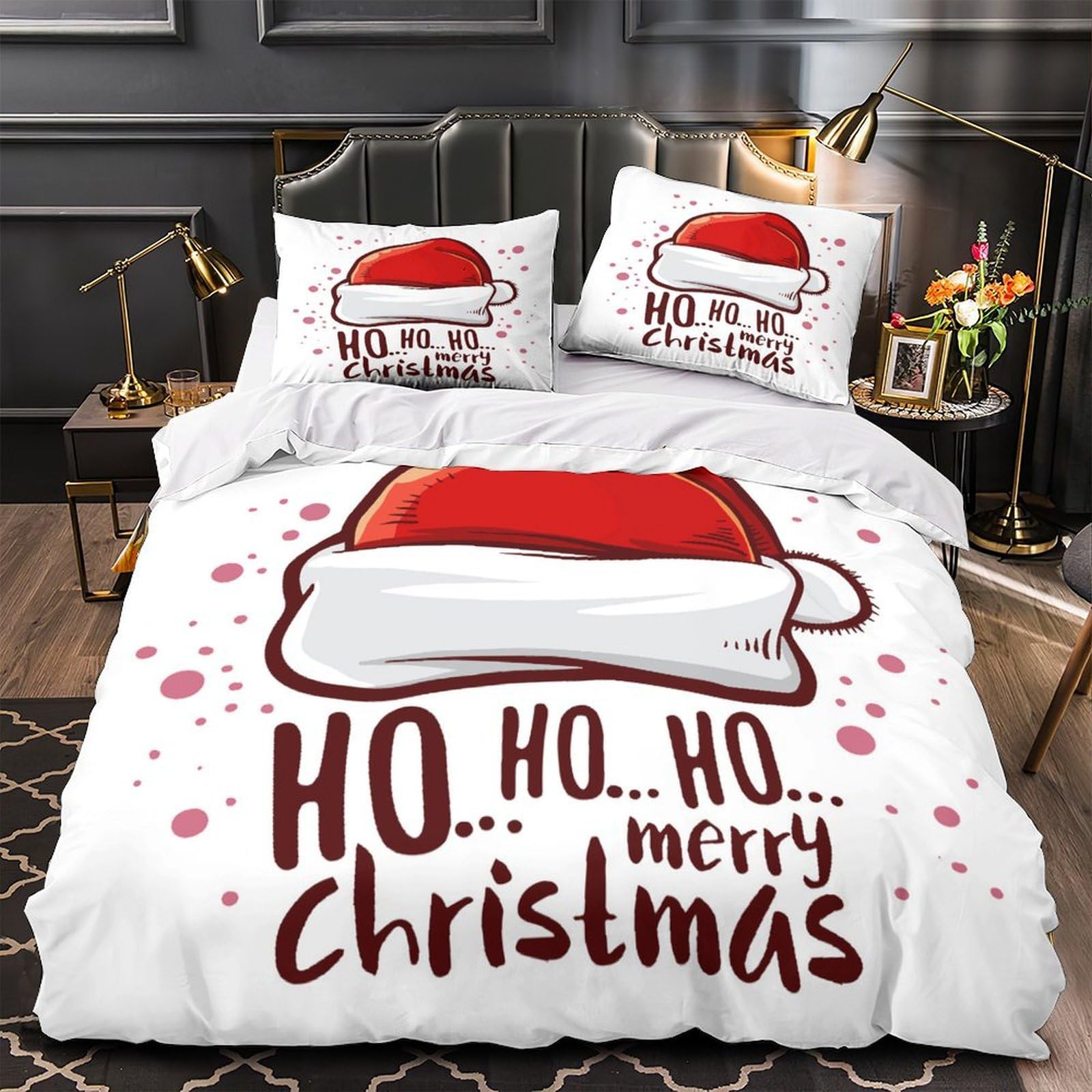 Housse de couette Noël 260x220 parure microfibre douce super king
