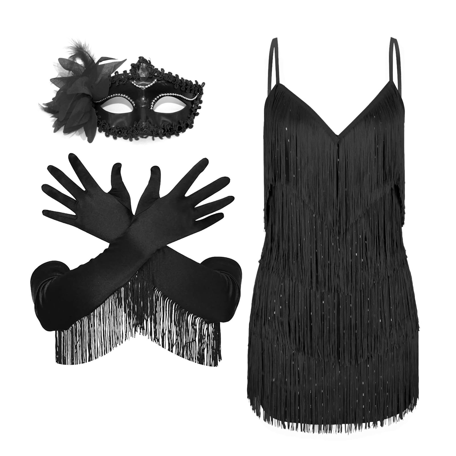Flapper Dresses 1920s Outfits for Women Roaring 20s Dress Attire Great Glam Accessories Halloween Cosplay Costume