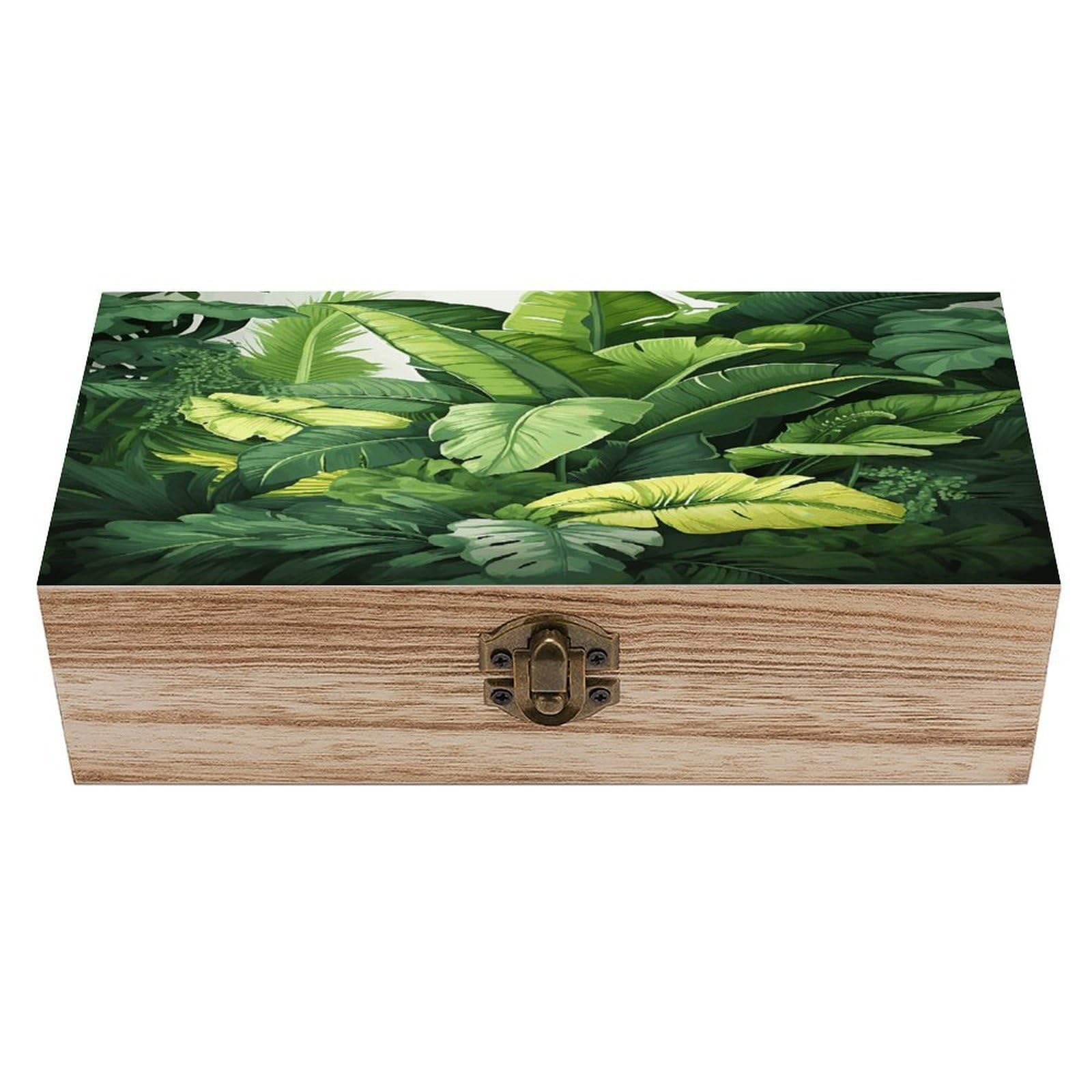 Coffre de rangement feuilles de bananier en bois pour sublimer vos photos et bijoux