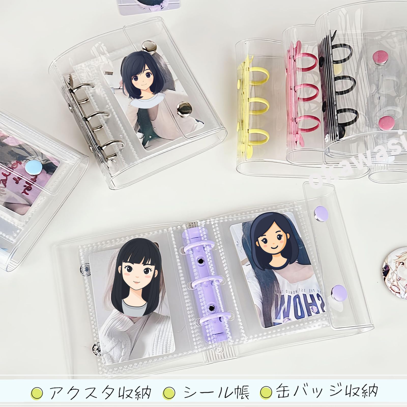 Amazon.co.jp: OKAWASI シール帳 透明 A8サイズ レフィル30枚付き