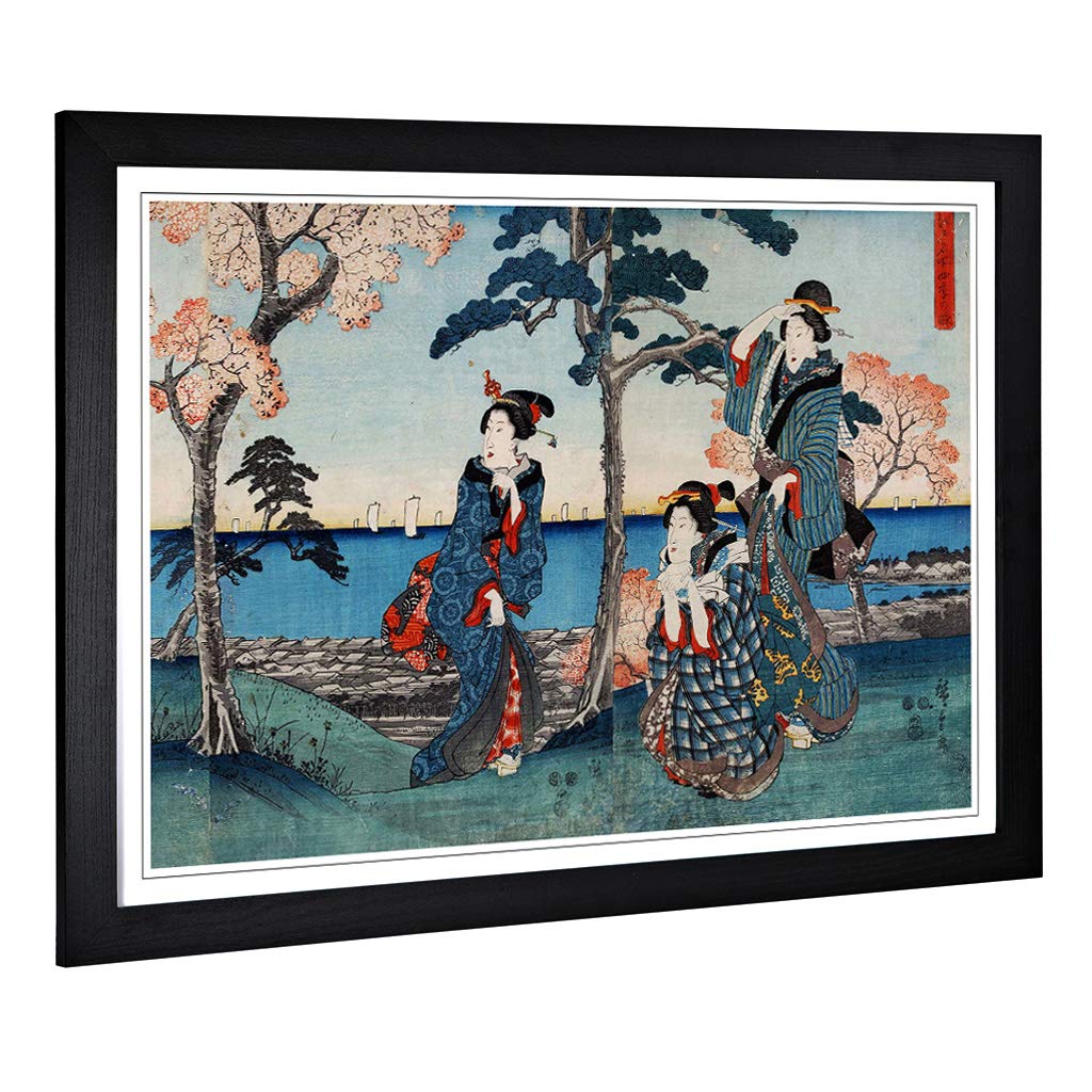 Big Box Art Framed Print of Hiroshige Japanese Oriental (2) Design | Wall Art Picture | Home Decor for Kitchen, Living Room, Bedroom, Hallway, Black, A2 / 24.5x18 Inch / 62x45cm