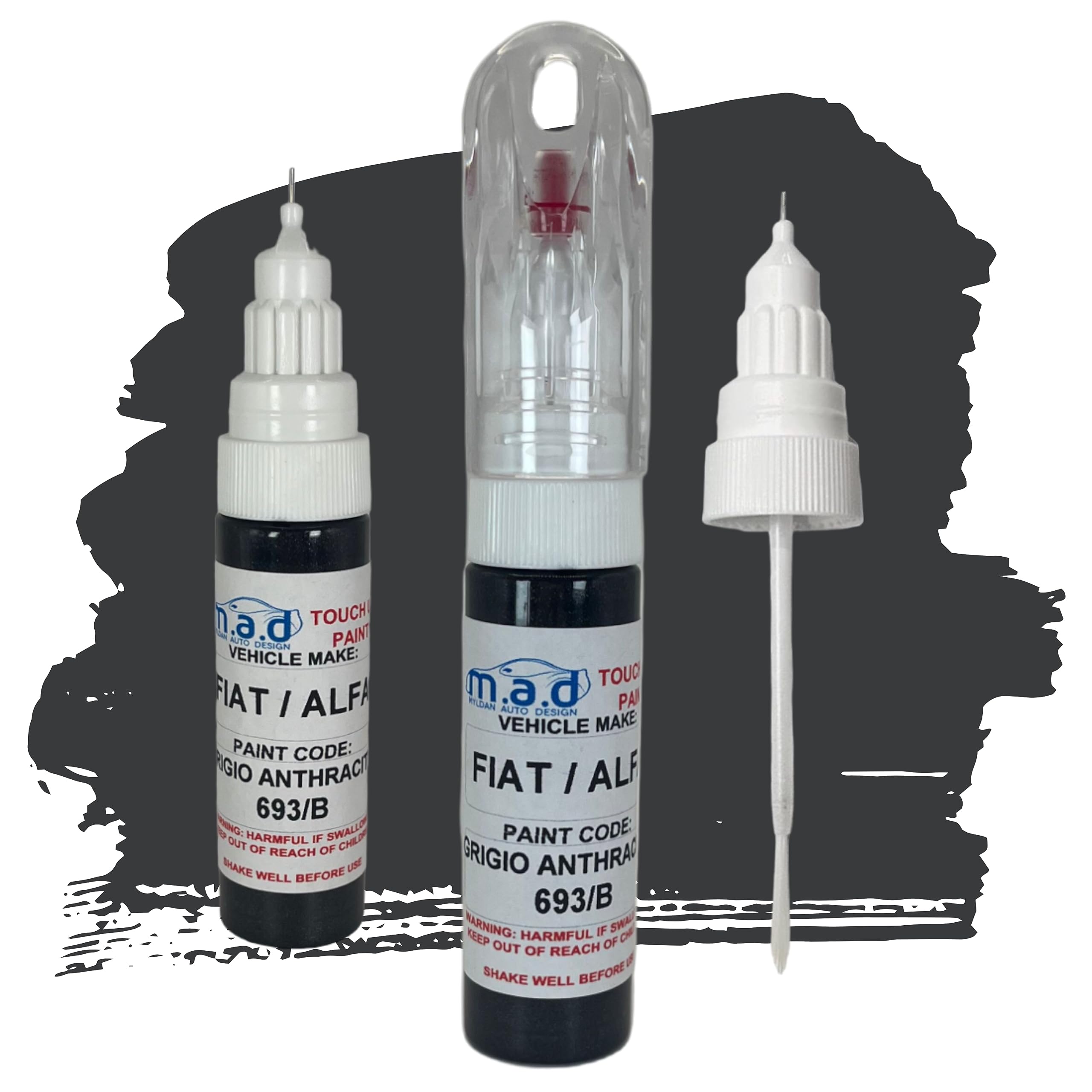 M.a.d Myldan Auto Design Just Paint Touch Up Pen For Alfa Romeo Anthracite 319B New Brush Repair Paint Chip Scratch (Just Paint)