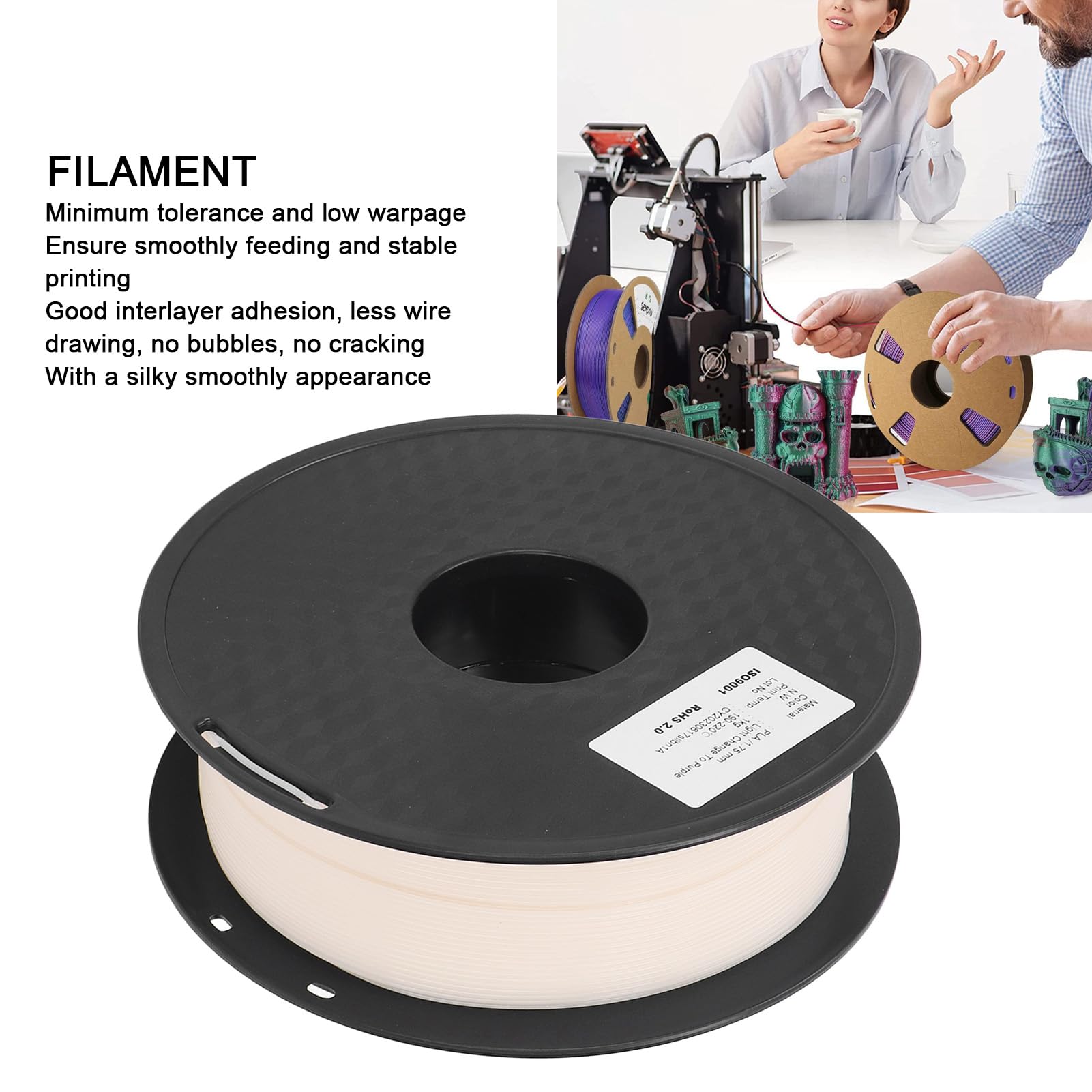 Filamento PLA di chiaro, resistente all'acqua, 1,75 mm, per progetti di stampa 3D