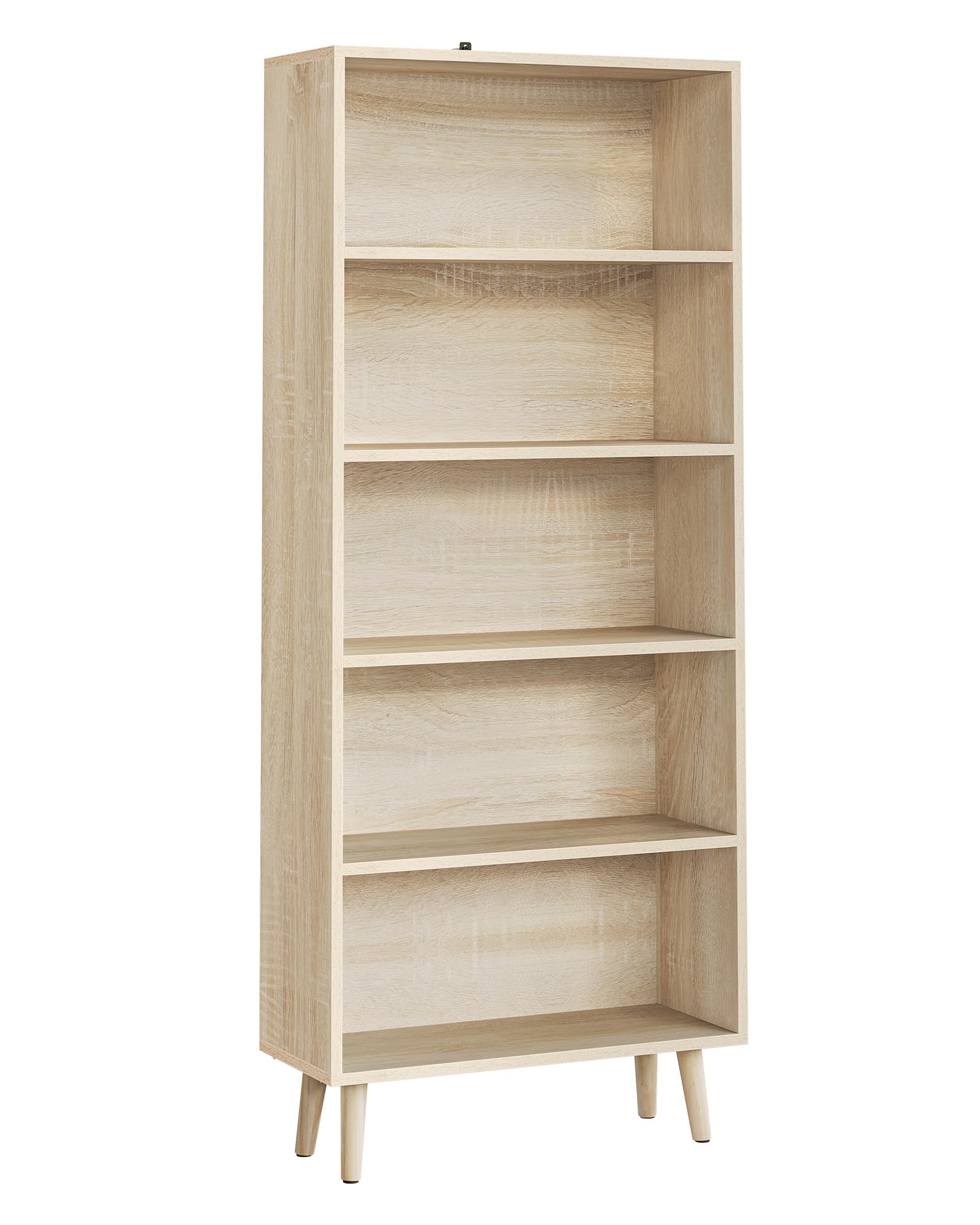 WOLTU Bücherregal Bücherschrank mit 5 Fächern, Standregal Aufbewahrungsregal Büroregal Aktenregal, offenes freistehendes Regal, für Wohnzimmer Küche Büro, helle Eiche, 60x144x24 cm, SK022hei
