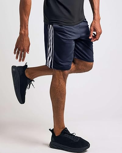 Miniatura 3 de Real Essentials - Paquete de 5 pantalones cortos deportivos de baloncesto de malla para hombre, de secado rápido, con bolsillos