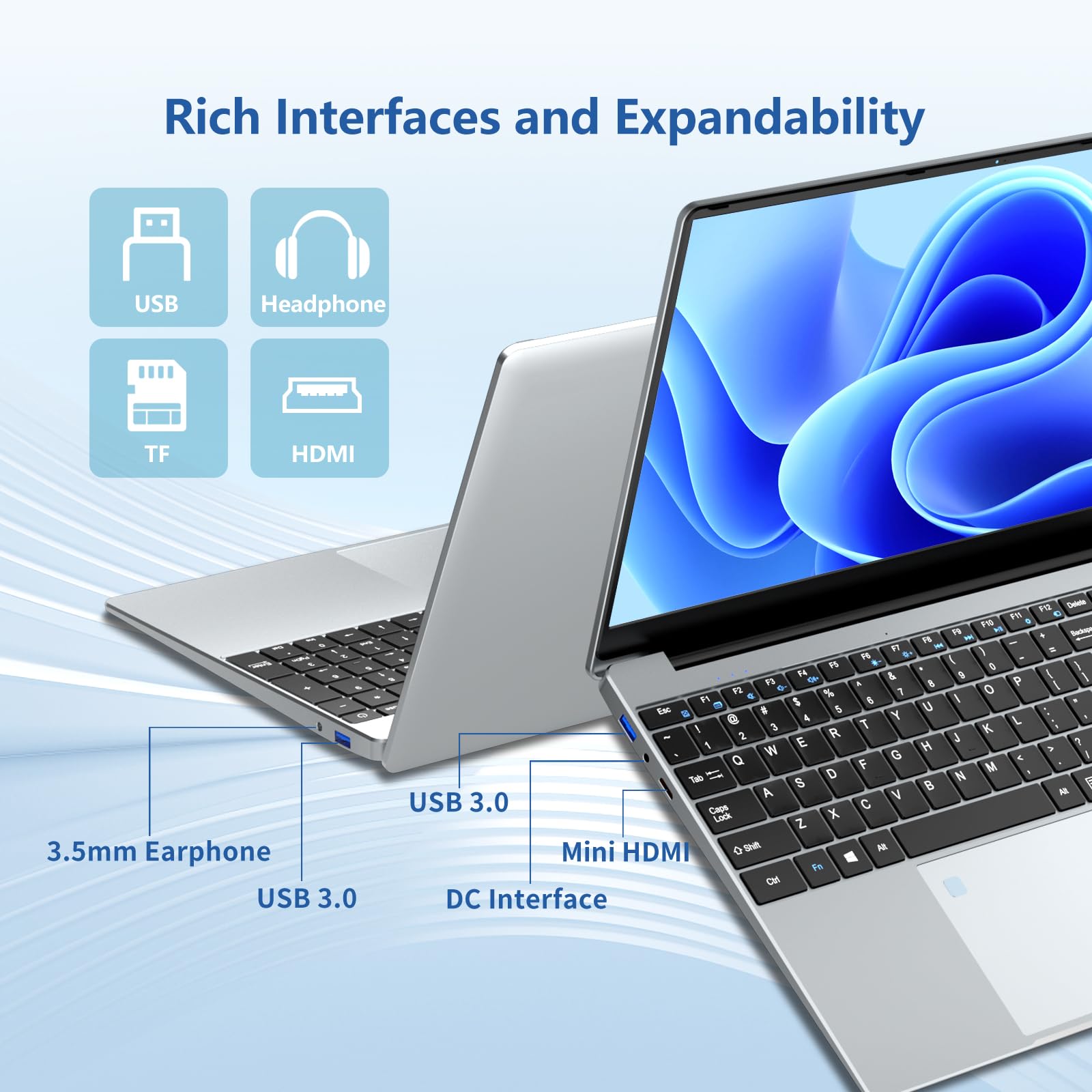 PC Portatile 15,6 Pollici, Win 11 Notebook 16Go LPDDR4 RAM 512Go SSD, Celeron N5095 CPU, 180° Flip IPS Schermo, Laptop Digitale Tastiera Retroilluminata/Sblocco Impronta Digitale, Webcam+BT4.2+USB3.0