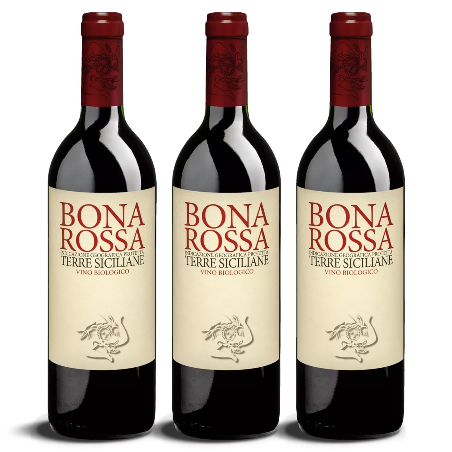 DELINAT – Bonarossa 2023 – Italienischer Rotwein Trocken – Bio-Wein aus Sizilien, Vegan, Nero d'Avola und Syrah (3 x 0,75l)