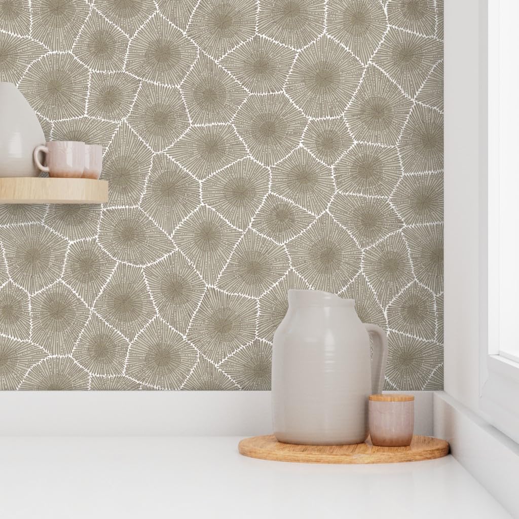 Peel & Stick Wallpaper 3ft x 2ft - Petoskey, Stone Print, Natural, Neutral, Nature, Rock, Geology, Science, Geek, Fossil, Archaeology, Custom Removable Wallpaper by Spoonflower