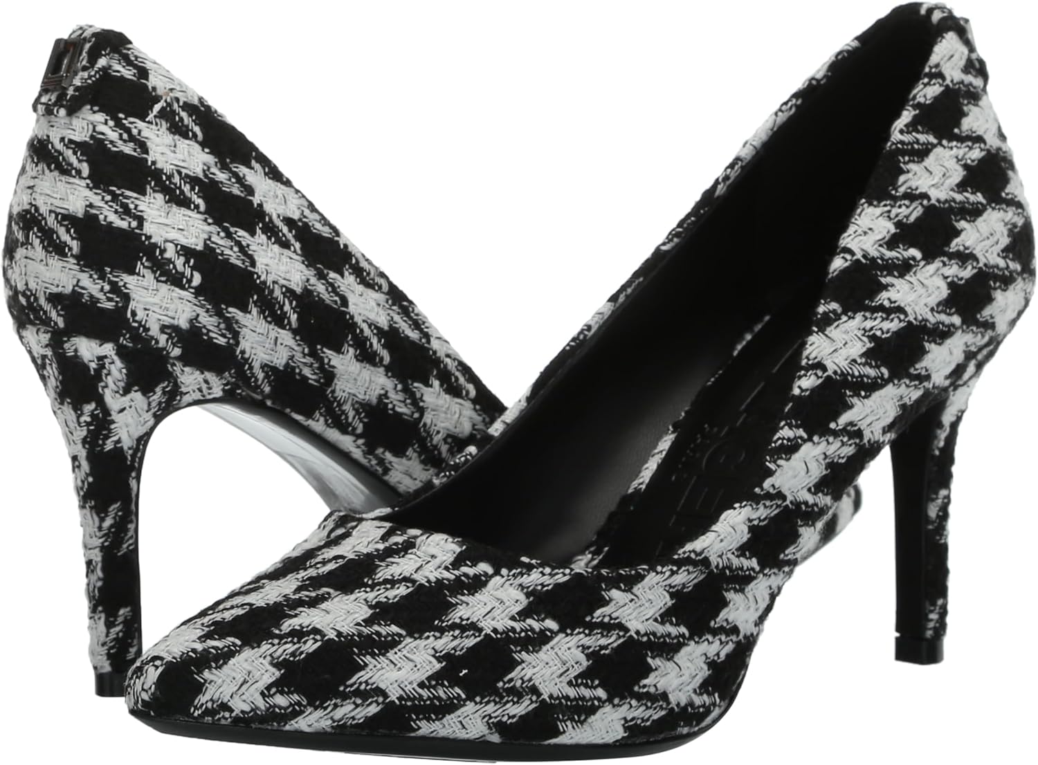 KARL LAGERFELD Women's Royale Tweed Pointed Toe Dress Pump, Black/White, 9
