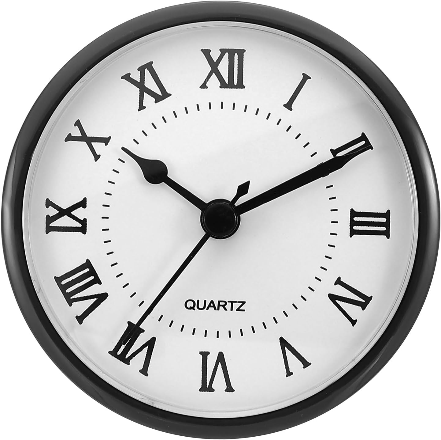 PATIKIL 3.5" 90mm Quartz Clock Insert, Round Quartz Movement Miniature Clock Mini Roman Numeral Clock Fit 78mm/3.1" Diameter Hole for Replacement Home, Black/White, Style 3