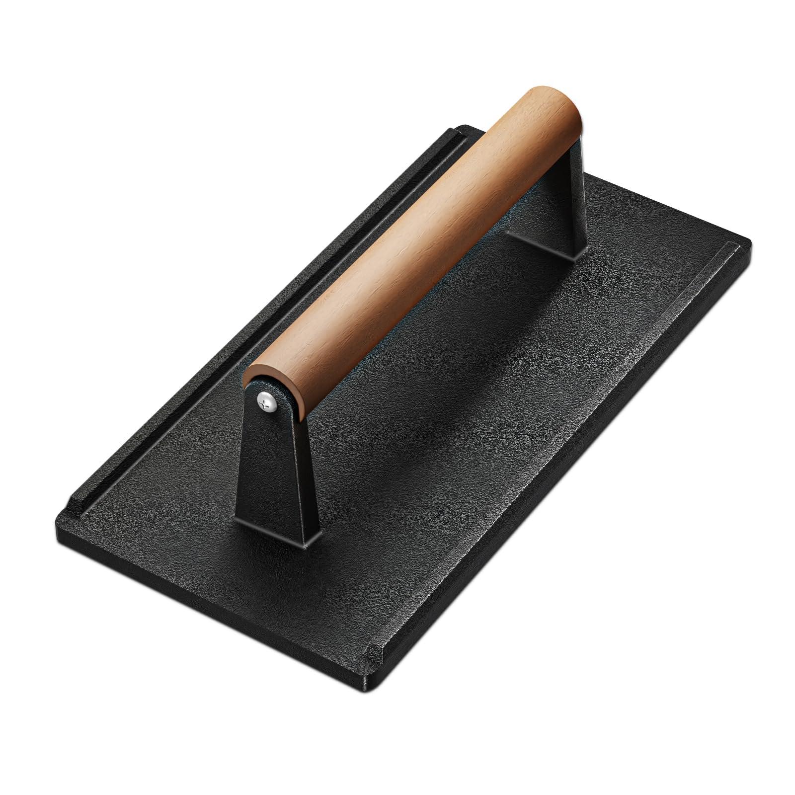 Yoehka Cast Iron Grill Press-1PCS,Heavy Duty Bacon/Burger/Griddle/Chef Press with Wood Handle,Perfectly Grilled Steak,Meat,Sandwich,Panini,2.25lbs Cooking Weight,Rectangle(8.27"×4.25"×3.35”in)