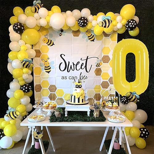 Miniatura 3 de TONIFUL Globo amarillo de 40 pulgadas con el número 0, enorme Digtal 0, globo amarillo de Mylar grande de 0 años, decoración de fiesta de