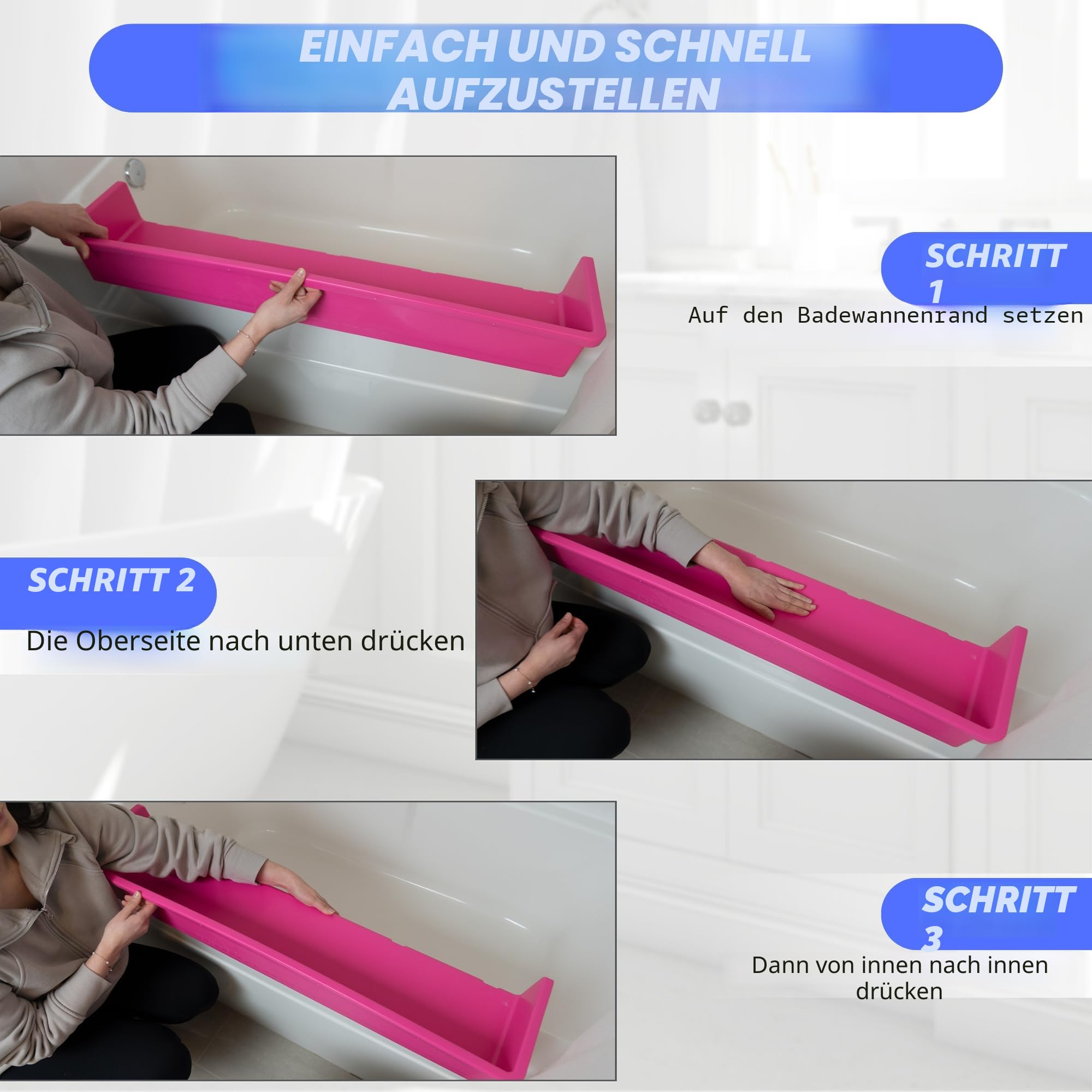 Tub Topper® Badewannen-Spritzschutz, Spielregal – Spielzeug-Tablett-Halterung – Saugnäpfe zur Befestigung an der Badewanne – kein Durcheinander von Wasser im Badezimmer – Spaß für Kleinkinder, Kinder,