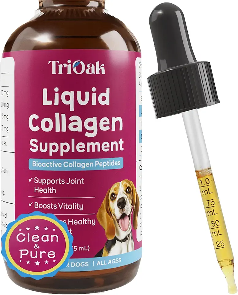 Liquid Collagen Supplement Drops for Dogs: Hip & Joint Support, Skin & Coat Health in One Daily Supplement with Bioactive Collagen Peptides - Pure Formula Support for All Dog Sizes & Ages