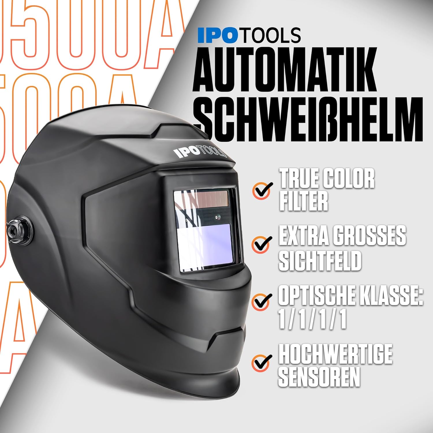 IPOTOOLS J500A Casque de soudage Automatique avec True Colour, Casque de soudage Solaire, 2 capteurs de qualite superieure, Grand Ch - photo 2