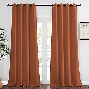NICETOWN Blackout Burnt Orange Curtain for Living Room - Grommet Top Thermal Insulated Window Treatment Energy Saving Sound Reducing Drape for Bedroom (Burnt Orange, 1 Panel, W52 x L95)
