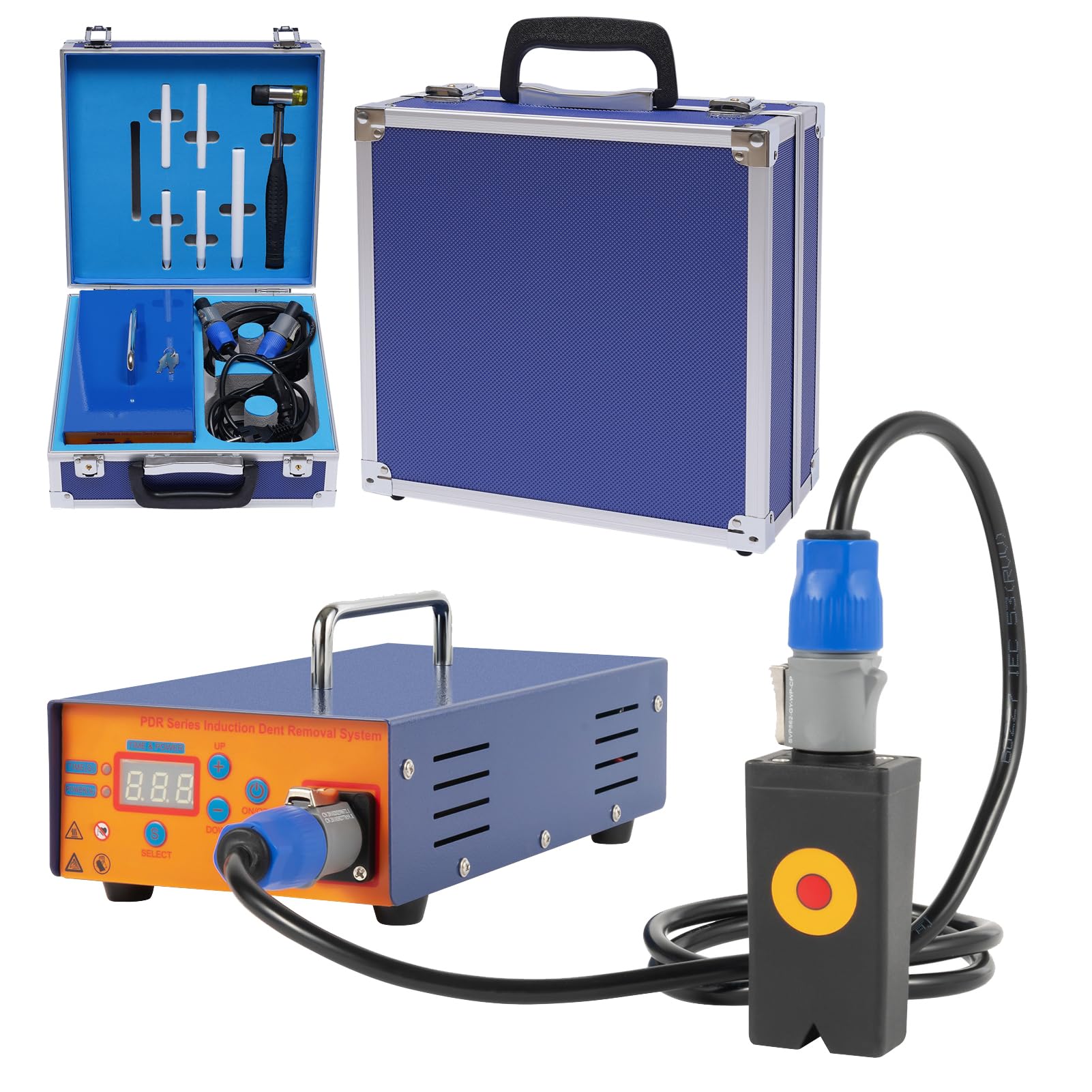 Herramienta PortáTil de ReparacióN de Abolladuras Sin Pintura para Coche, Calentador PDR De InduccióN MagnéTica de 1380 W, Herramienta de Reparación de Abolladuras de Carrocería de Acero