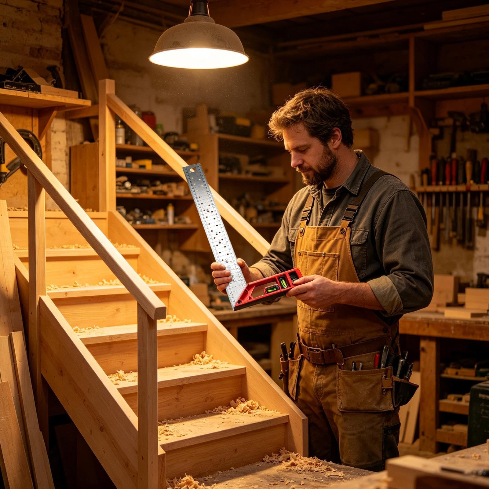 Righello ad angolo retto per la lavorazione del legno in metallo