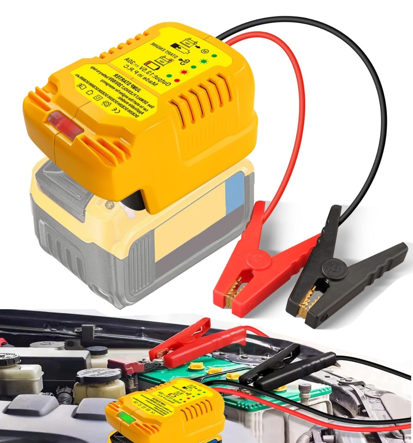 Adaptateur De Démarrage De Voiture Pour Démarreur De Batterie Dewalt 20 V, Démarreur De Voiture Portable 12 V, Moteurs Diesel Jusqu'à 3,5 L à Essence