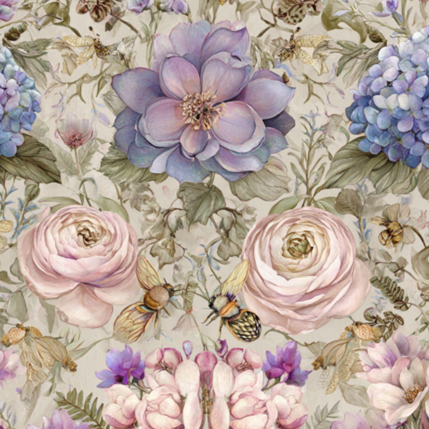 DERUINVAIO Self Adhesive Feature Removable Romantic Heirloom Floral Peel and Stick Vinyl Wallpaper Roll, Sticky Lining Paper for Bedroom, Living Room, Kitchen Walls