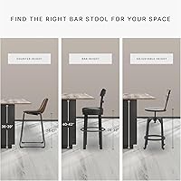 Vista 8 de Signature Design by Ashley Centiar - Taburete de bar moderno de altura de mostrador de 24 pulgadas, diseño cubo, 2 unidades, color negro
